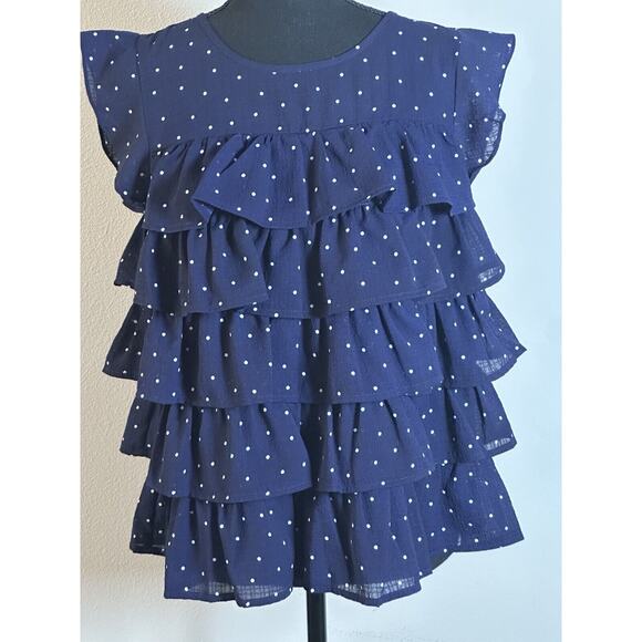 Women's Sleeveless Polka Dot Ruffle Top Summer Polka Dot Top Size Small - Picture 10 of 16